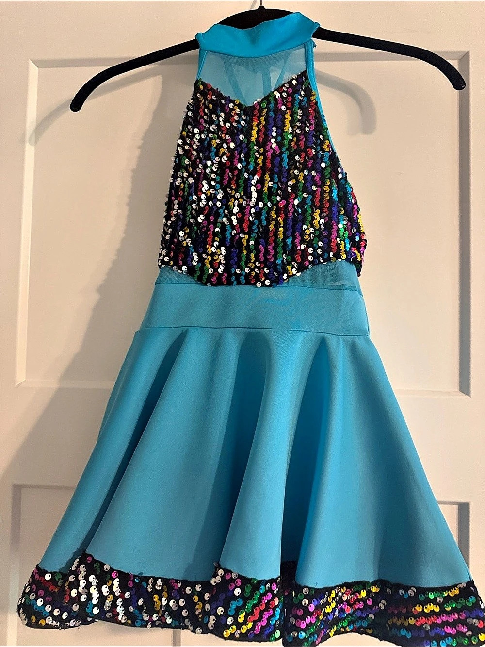 Kids Blue Sequin Formal Dress